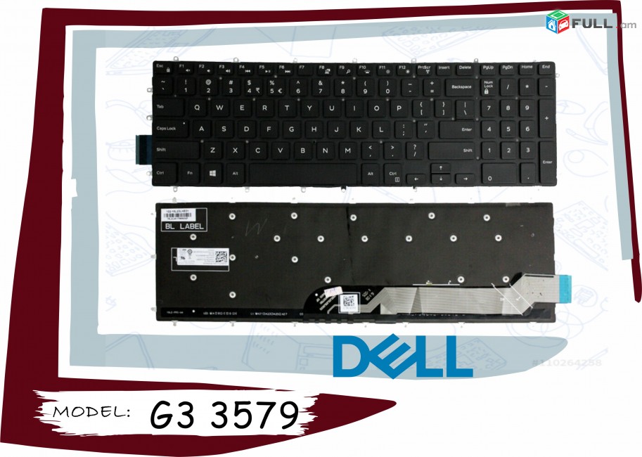 Dell g3 3579 klav keyboard stexnashar