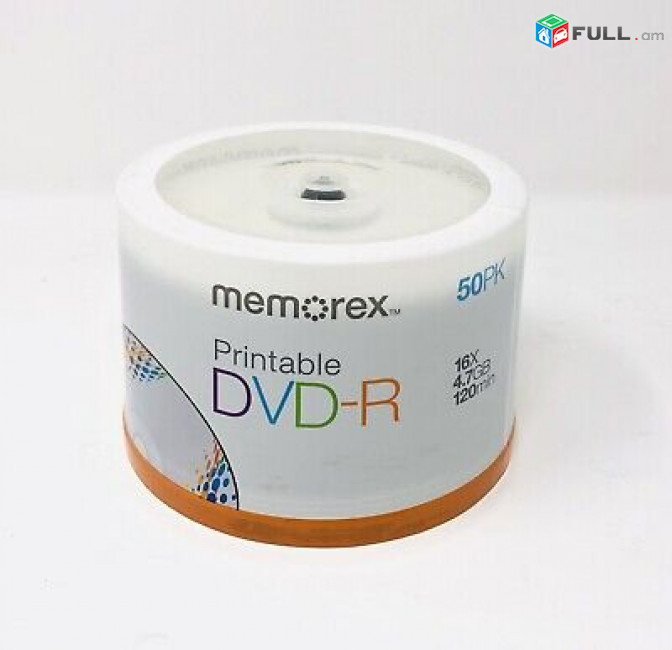 Dvd disk двд диск DVD + R, 4,7 ГБ, 16X, белый для струйной печати, 100 упаковок