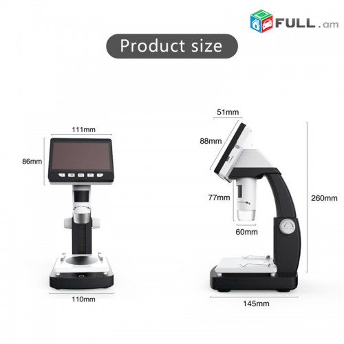 Manraditak, Microscope, Միկրոսկոպ 1000x4,3 дюймов HD 1080P nor e+araqum