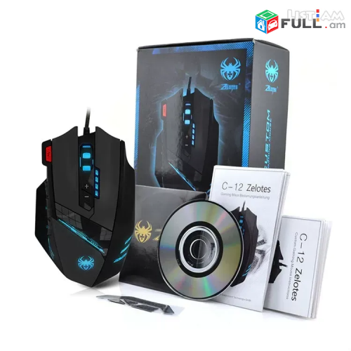 Professional Gaming mknik Zelotes C-12 PC խաղային մուկ LED RGB պադսվետկա ՄԿՆԻԿ