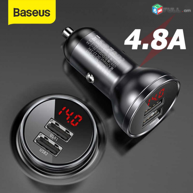 մեքենայի լիցքավորիչ  Baseus 4.8A 24V car fm radio car charger modulyator մադուլյատր модулятор 