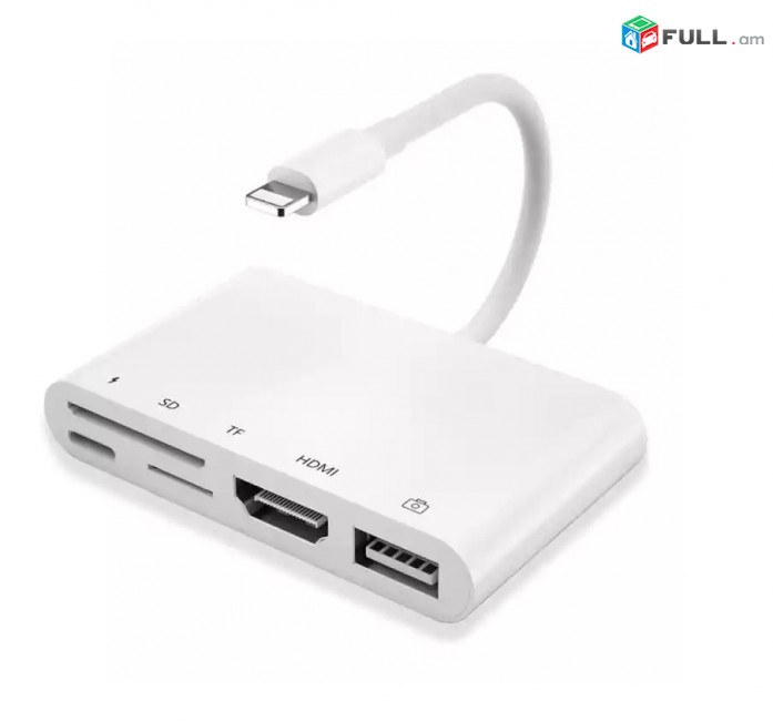 Ադապտր Apple Lightning to OTG Digital AV Adapter 5 in 1 HDMI, Lightning, TF, SD, USB Charghe Adapter адаптер