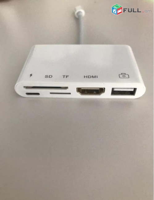 Ադապտր Apple Lightning to OTG Digital AV Adapter 5 in 1 HDMI, Lightning, TF, SD, USB Charghe Adapter адаптер