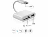 USB-C to SD TF card camera Reader, Charghe Adapter адаптер переходник Ադապտր Кардридер 3in1