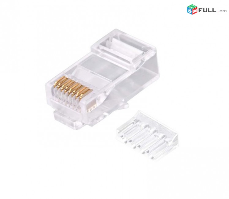 RJ45 LAN 24k Gold Connector Կոնեկտոր Cat 5, Cat 6 UTP коннектор вилка 3U позолота լանի գլխիկ