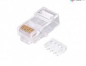 RJ45 LAN 24k Gold Connector Կոնեկտոր Cat 5, Cat 6 UTP коннектор вилка 3U позолота լանի գլխիկ