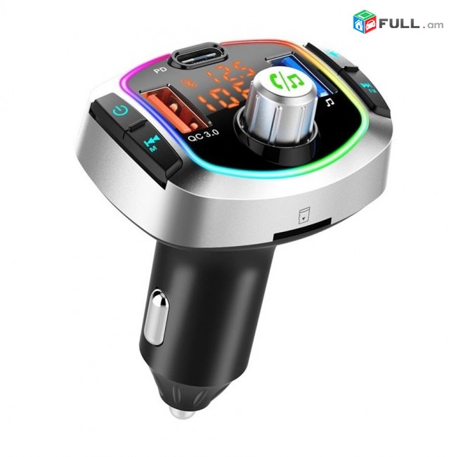 BC63 FM Transmitter Bluetooth 5.0 MP3 Player USB Car Charger Ավտոմեքենայի Լիցքավորիչ Մալուխ Зарядное устройство 