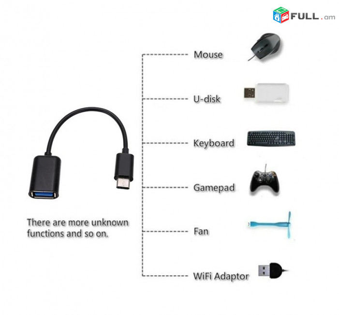 Converter Кабель-Переходник  Type C to USB 2.0 ադապտեր 16sm  3,0 A