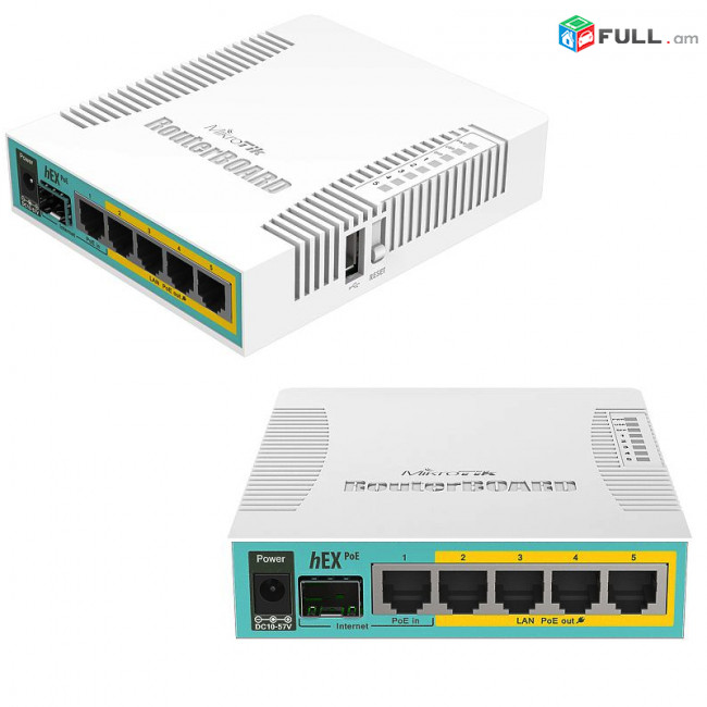 Mikrotik hEX PoE RB960PGS 5x Gigabit Ethernet with PoE output for four ports, SFP, USB, 800MHz CPU, 128MB RAM, RouterOS