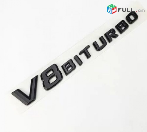 V8 BITURBO Emblem Black for Mercedes Benz