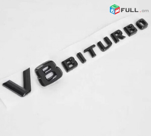 V8 BITURBO Emblem Black for Mercedes Benz