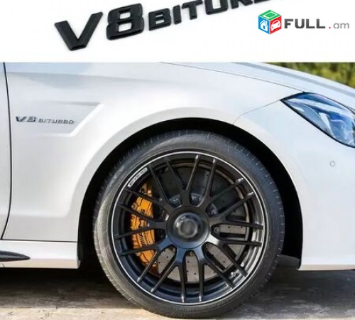 V8 BITURBO Emblem Black for Mercedes Benz