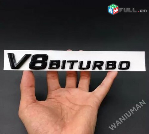 V8 BITURBO Emblem Black for Mercedes Benz