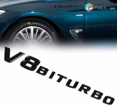 V8 BITURBO Emblem Black for Mercedes Benz