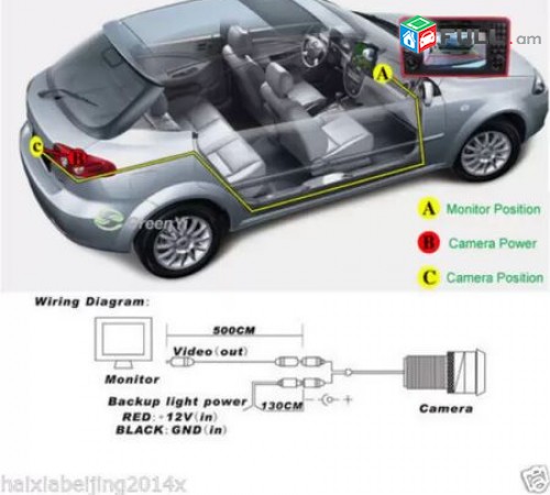 Meqenayi zadni kamera parking camera HD տեսախցիկ բարձր որակի FULL komplekt (Նոր)