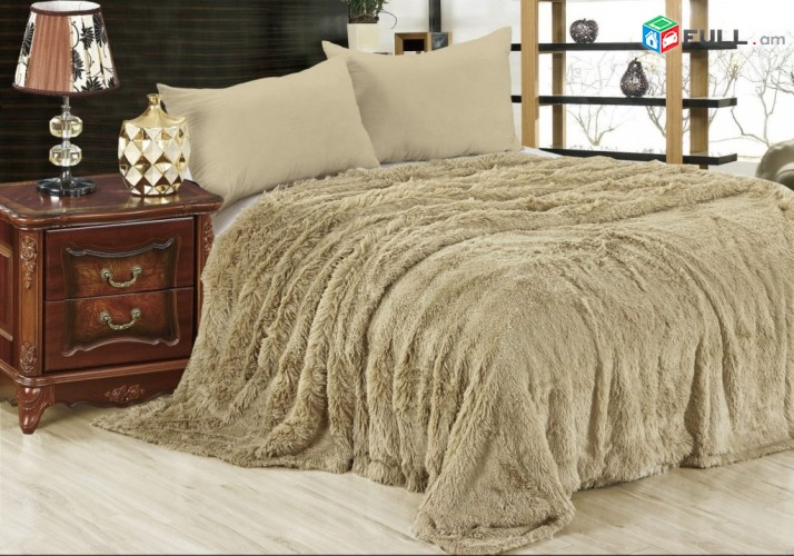 Մորթի վերմակ 200x230 «Chinchilla» (բեժ, կաթնագույն