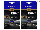 32GB, 64GB SD SDXC CARD for 4K Video Verbatim Pro +, U3, 600x