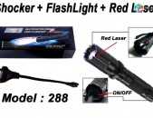 1000KV, Elektroshok, Elektroshoker Shocker, 288 Type Light Flashlight + Laser