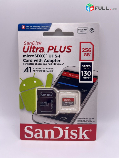 Original SanDisk - Ultra Plus 256GB micro SD UHS-I Memory Card