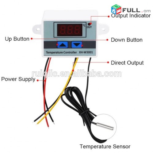 Temperature Controller XH W3001 220V 24V 12V For Incubator Cooling Heating Switch Thermostat