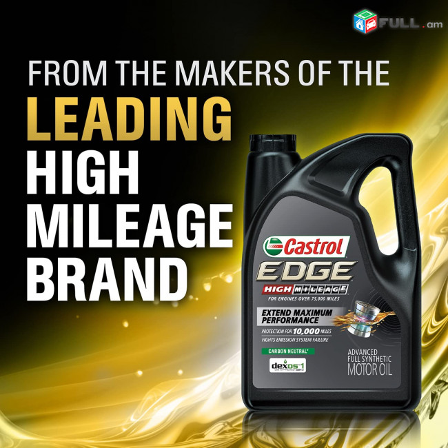 Castrol Edge High Mileage 5W-30 Advanced Full Synthetic Motor Oil, 5 Quarts