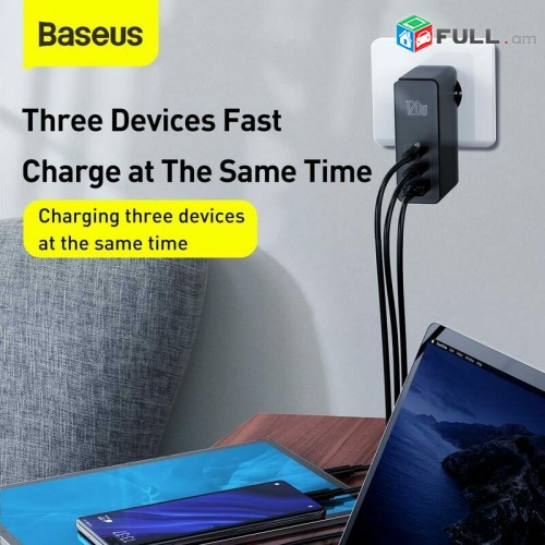 Baseus 120W GaN SiC USB C Charger Quick Charge 4.0 3.0 QC Type C PD Fast USB Charger For Macbook Pro iPad iPhone Samsung Xiaomi