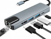 Usb type-c to rj45 + usb3.0 * 2 + hdmi + usb-c նոր