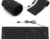 Водостойкая резиновая гибкая клавиатура USB Flexible Keyboard ENG-Ru BLACK TECHCOM