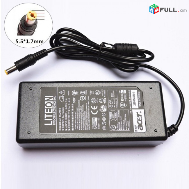 Зарядник 90w ACER Laptop Charger ACER 19V 4.74A Connector Size 5.5 * 1.7 նոր