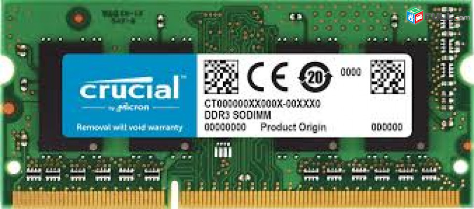 SODIMM RAM 4gb Ddr3 1600Mhz Crucial DDR3 Low Voltage 1,35V notebook Memory նոր, երաշխիքով