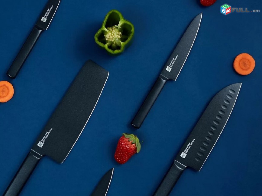 Xiaomi Huo Hou Heat Cool Black Non-stick Knife Set Набор ножей Դանակների հավաքածու