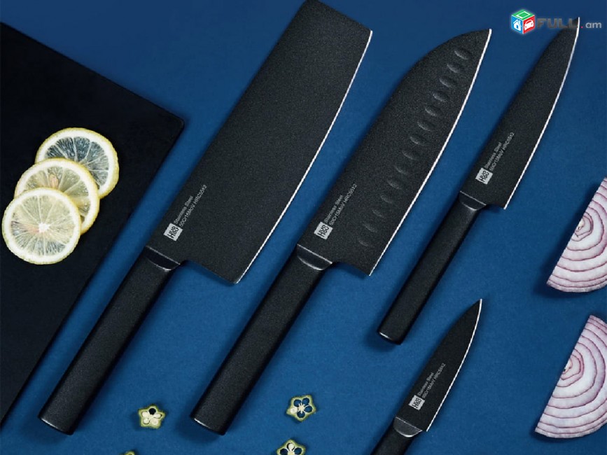 Xiaomi Huo Hou Heat Cool Black Non-stick Knife Set Набор ножей Դանակների հավաքածու