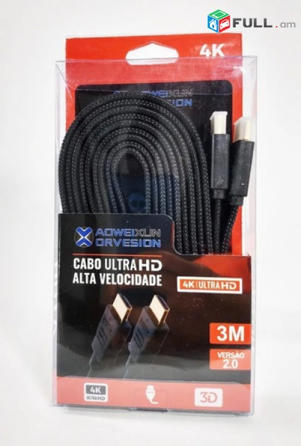 Մալուխ HDMI CABO ULTRA HD 3D 4K AOWEIXUN ORVESION HDTV բարձր որակի տարբեր երկարություններով