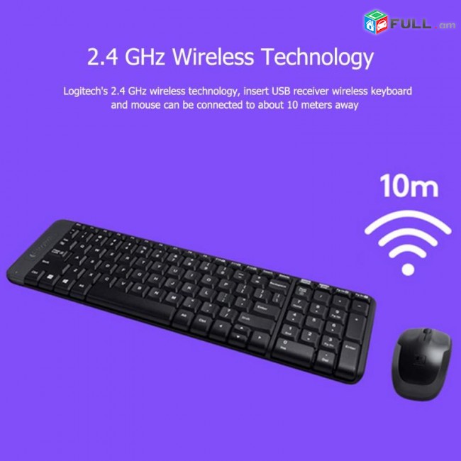 LOGITECH MK220 WIRELESS COMBO Անլար Ստեղնաշար + Մկնիկ 2,4 ԳՀց Կոմպակտ Չափսի klaviatura mknik