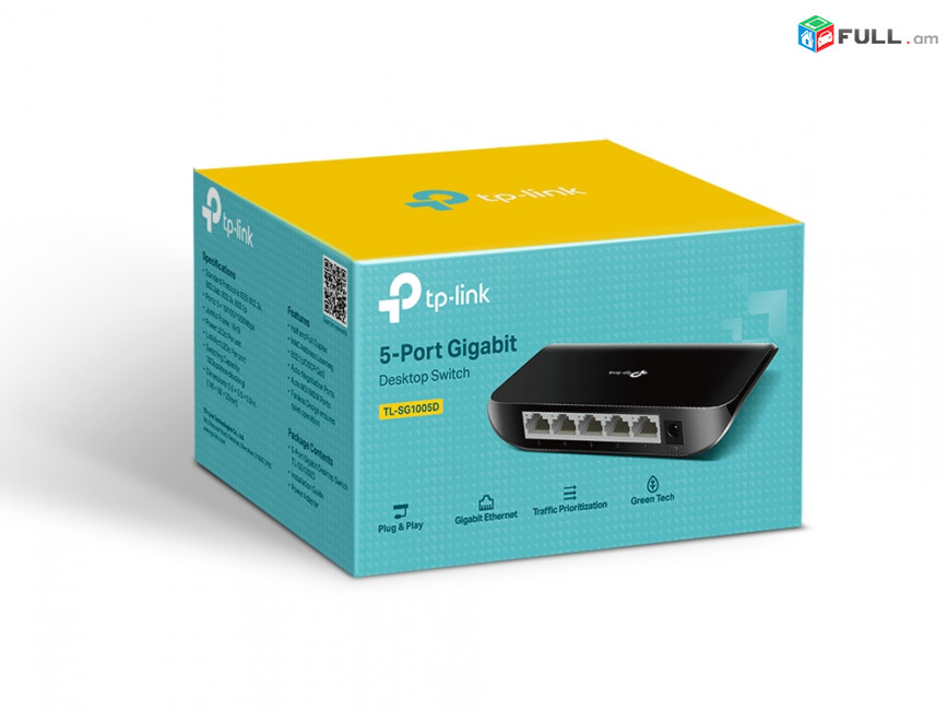 TP-LINK 5-Port Gigabit Desktop Switch TL-SG1005D RJ45 ports