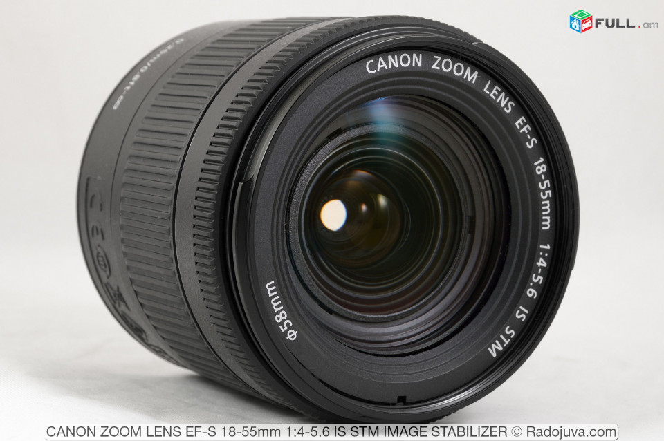 Canon EF-S 18-55mm f/3.5-5.6 stm Camera Lens+hood.