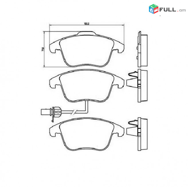 AUDI արգելակման կոճղակ դիմացի, Колодки тормозные передние. 0309