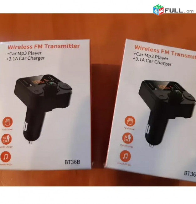 FM modulator USB 3,1A ռեալ մեքենայի լիցքավորիչ mp3 նվագարկիչ FM մոդուլյատոր