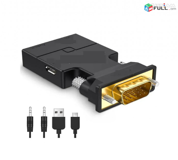 HDMI to VGA ադապտեր 3,5 մմ Mini Jack ելքով Переходник Adapter