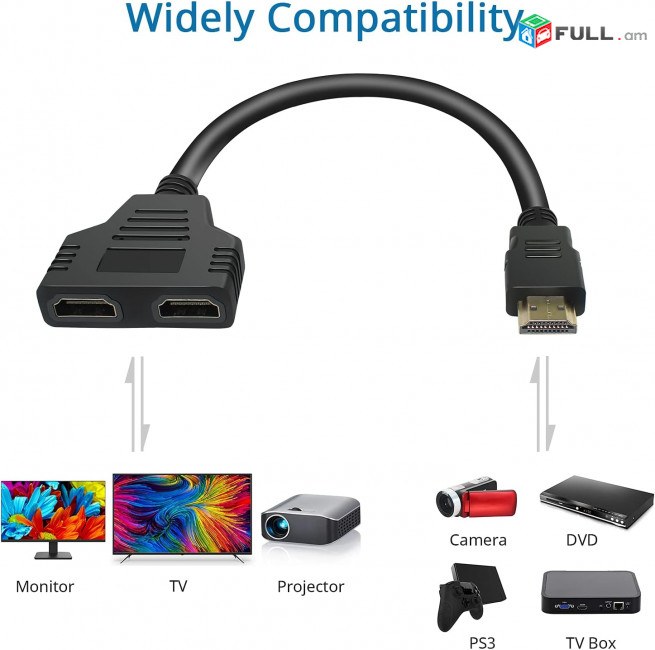 HDMI to 2x HDMI 30cm HUB - HDMI male to HDMI female cable (1papa - 2x mama) Adapter Perexodnik Адаптер ադապտեր