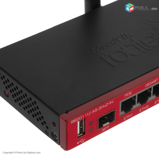 MikroTik routerboard RB2011iAS-2HnD-IN 2.4GHz AP, 5x Ethernet, 5x Gigabit Ethernet, SFP cage, USB, LCD, PoE