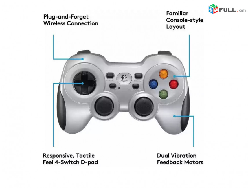 Joystick Logitech F710 Wireless Gamepad 2.4 GHz PC Джойстик խաղային անլար ջոստիկ jostik PlayStation геймпад