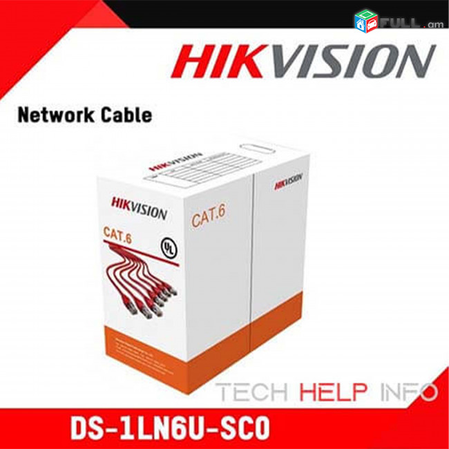HIKVISION 305m CAT6 UTP Network Cable (Solid-Bare Copper (99.95%), 0.55 mm, Orange) DS-1LN6U-SC0 ISO/IEC11801, ANSI/TIA