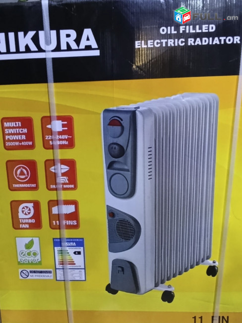 Յուղով ջեռուցիչ NIKURA HY-C3-F, 11 սեկցիա 2400 Վտ, масляная плита обогреватель для зимы, (Գին սակարկելի)